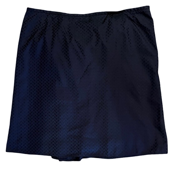 ARMANI COLLEZIONI Silk Navy Skirt A-Line Straight Italy TG 52 US 16 Plus 90s Y2K - Picture 1 of 8